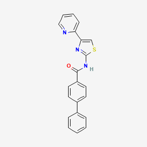 molecular formula C21H15N3OS B2779354 N-(4-(pyridin-2-yl)thiazol-2-yl)-[1,1'-biphenyl]-4-carboxamide CAS No. 476319-68-3
