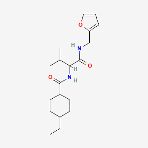 molecular formula C19H30N2O3 B2779356 4-ethyl-N-(1-((furan-2-ylmethyl)amino)-3-methyl-1-oxobutan-2-yl)cyclohexanecarboxamide CAS No. 1024703-37-4