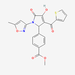 molecular formula C21H16N2O6S B2779358 methyl 4-(4-hydroxy-1-(5-methylisoxazol-3-yl)-5-oxo-3-(thiophene-2-carbonyl)-2,5-dihydro-1H-pyrrol-2-yl)benzoate CAS No. 618873-09-9