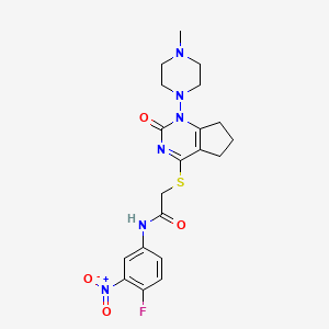 N-(4-fluoro-3-nitrophenyl)-2-((1-(4-methylpiperazin-1-yl)-2-oxo-2,5,6,7-tetrahydro-1H-cyclopenta[d]pyrimidin-4-yl)thio)acetamide