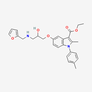 molecular formula C27H30N2O5 B2779416 ethyl 5-(3-((furan-2-ylmethyl)amino)-2-hydroxypropoxy)-2-methyl-1-(p-tolyl)-1H-indole-3-carboxylate CAS No. 499198-91-3