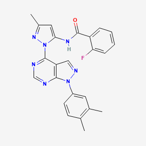 molecular formula C24H20FN7O B2779425 N-(1-(1-(3,4-dimethylphenyl)-1H-pyrazolo[3,4-d]pyrimidin-4-yl)-3-methyl-1H-pyrazol-5-yl)-2-fluorobenzamide CAS No. 1006004-57-4