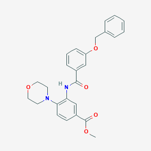 molecular formula C26H26N2O5 B277943 Methyl 3-{[3-(benzyloxy)benzoyl]amino}-4-(4-morpholinyl)benzoate 