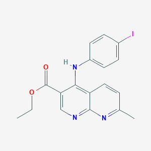 molecular formula C18H16IN3O2 B2779439 Ethyl 4-[(4-iodophenyl)amino]-7-methyl-1,8-naphthyridine-3-carboxylate CAS No. 941510-88-9