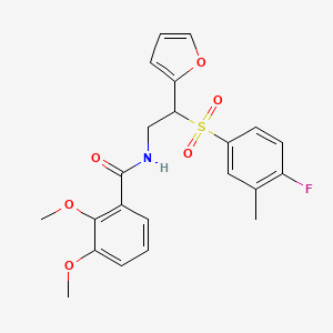 molecular formula C22H22FNO6S B2779474 N-[2-(4-fluoro-3-methylbenzenesulfonyl)-2-(furan-2-yl)ethyl]-2,3-dimethoxybenzamide CAS No. 946265-18-5
