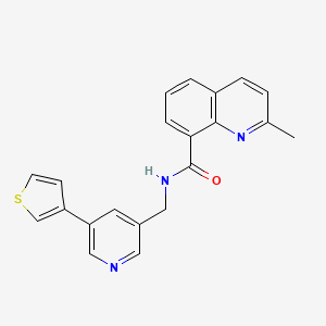2-methyl-N-((5-(thiophen-3-yl)pyridin-3-yl)methyl)quinoline-8-carboxamide