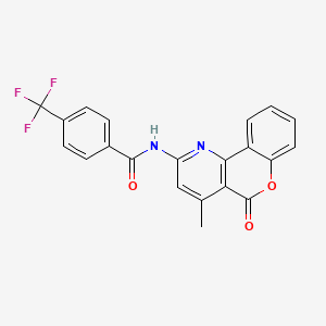 molecular formula C21H13F3N2O3 B2779540 N-{4-methyl-5-oxo-5H-chromeno[4,3-b]pyridin-2-yl}-4-(trifluoromethyl)benzamide CAS No. 851411-81-9