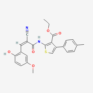 molecular formula C25H22N2O5S B2779570 Ethyl 2-[[(Z)-2-cyano-3-(2-hydroxy-5-methoxyphenyl)prop-2-enoyl]amino]-4-(4-methylphenyl)thiophene-3-carboxylate CAS No. 380455-53-8