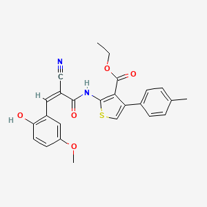Ethyl 2-[[(Z)-2-cyano-3-(2-hydroxy-5-methoxyphenyl)prop-2-enoyl]amino]-4-(4-methylphenyl)thiophene-3-carboxylate