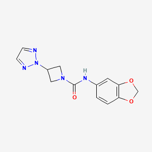 molecular formula C13H13N5O3 B2779580 N-(2H-1,3-benzodioxol-5-yl)-3-(2H-1,2,3-triazol-2-yl)azetidine-1-carboxamide CAS No. 2309341-01-1