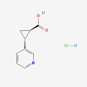 molecular formula C9H10ClNO2 B2779595 (1R,2R)-2-Pyridin-3-ylcyclopropane-1-carboxylic acid;hydrochloride CAS No. 2503155-44-8