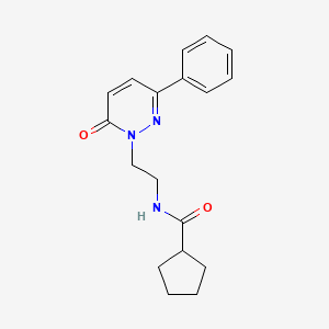 molecular formula C18H21N3O2 B2779616 N-(2-(6-oxo-3-phenylpyridazin-1(6H)-yl)ethyl)cyclopentanecarboxamide CAS No. 921872-88-0