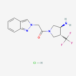B2779620 1-[(3S,4R)-3-Amino-4-(trifluoromethyl)pyrrolidin-1-yl]-2-indazol-2-ylethanone;hydrochloride CAS No. 2418596-78-6