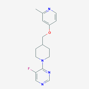 molecular formula C16H19FN4O B2779626 5-Fluoro-4-[4-[(2-methylpyridin-4-yl)oxymethyl]piperidin-1-yl]pyrimidine CAS No. 2379988-17-5