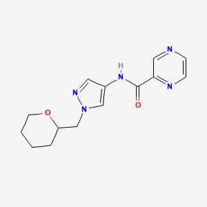 N-(1-((tetrahydro-2H-pyran-2-yl)methyl)-1H-pyrazol-4-yl)pyrazine-2-carboxamide