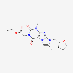 Ethyl 2-[1,7-dimethyl-2,4-dioxo-8-(oxolan-2-ylmethyl)-1,3,5-trihydro-4-imidazo lino[1,2-h]purin-3-yl]acetate