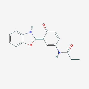 molecular formula C16H14N2O3 B277965 N-[(3E)-3-(3H-1,3-benzoxazol-2-ylidene)-4-oxocyclohexa-1,5-dien-1-yl]propanamide 