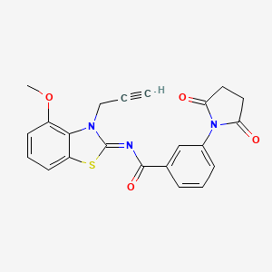 3-(2,5-dioxopyrrolidin-1-yl)-N-(4-methoxy-3-prop-2-ynyl-1,3-benzothiazol-2-ylidene)benzamide