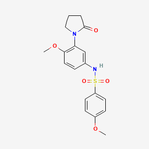 molecular formula C18H20N2O5S B2779710 4-methoxy-N-(4-methoxy-3-(2-oxopyrrolidin-1-yl)phenyl)benzenesulfonamide CAS No. 941918-24-7