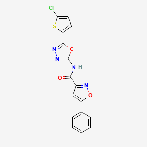 molecular formula C16H9ClN4O3S B2779712 N-(5-(5-chlorothiophen-2-yl)-1,3,4-oxadiazol-2-yl)-5-phenylisoxazole-3-carboxamide CAS No. 1203299-20-0