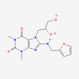 molecular formula C15H19N5O5 B2779714 7-(2,3-dihydroxypropyl)-8-((furan-2-ylmethyl)amino)-1,3-dimethyl-1H-purine-2,6(3H,7H)-dione CAS No. 333752-24-2