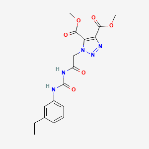 molecular formula C17H19N5O6 B2779740 Dimethyl 1-(2-(3-(3-ethylphenyl)ureido)-2-oxoethyl)-1H-1,2,3-triazole-4,5-dicarboxylate CAS No. 892278-29-4