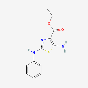 molecular formula C12H13N3O2S B2779765 Ethyl 5-amino-2-(phenylamino)-1,3-thiazole-4-carboxylate CAS No. 86998-80-3