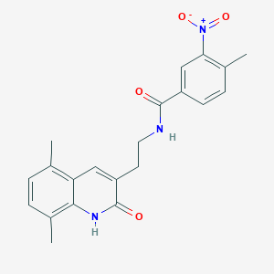 molecular formula C21H21N3O4 B2779783 N-[2-(5,8-dimethyl-2-oxo-1H-quinolin-3-yl)ethyl]-4-methyl-3-nitrobenzamide CAS No. 851407-08-4