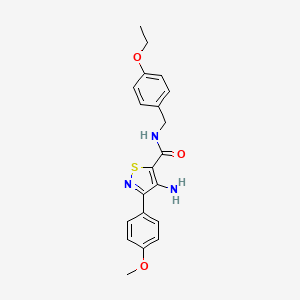 molecular formula C20H21N3O3S B2779919 4-amino-N-[(4-ethoxyphenyl)methyl]-3-(4-methoxyphenyl)-1,2-thiazole-5-carboxamide CAS No. 1286699-83-9