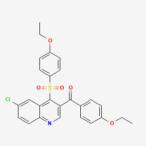 molecular formula C26H22ClNO5S B2779943 6-CHLORO-3-(4-ETHOXYBENZOYL)-4-(4-ETHOXYBENZENESULFONYL)QUINOLINE CAS No. 866895-89-8