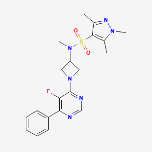 molecular formula C20H23FN6O2S B2779945 N-[1-(5-fluoro-6-phenylpyrimidin-4-yl)azetidin-3-yl]-N,1,3,5-tetramethyl-1H-pyrazole-4-sulfonamide CAS No. 2380180-04-9