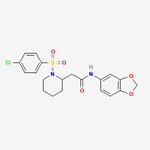 molecular formula C20H21ClN2O5S B2779967 N-(2H-1,3-benzodioxol-5-yl)-2-[1-(4-chlorobenzenesulfonyl)piperidin-2-yl]acetamide CAS No. 941904-64-9