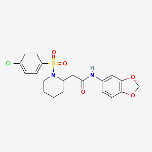 N-(benzo[d][1,3]dioxol-5-yl)-2-(1-((4-chlorophenyl)sulfonyl)piperidin-2-yl)acetamide