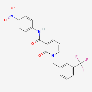 molecular formula C20H14F3N3O4 B2780004 N-(4-nitrophenyl)-2-oxo-1-(3-(trifluoromethyl)benzyl)-1,2-dihydropyridine-3-carboxamide CAS No. 941989-63-5