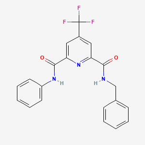 molecular formula C21H16F3N3O2 B2780016 N~2~-benzyl-N~6~-phenyl-4-(trifluoromethyl)-2,6-pyridinedicarboxamide CAS No. 1209742-29-9
