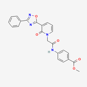 molecular formula C23H18N4O5 B2780073 methyl 4-{2-[2-oxo-3-(3-phenyl-1,2,4-oxadiazol-5-yl)-1,2-dihydropyridin-1-yl]acetamido}benzoate CAS No. 1105224-60-9