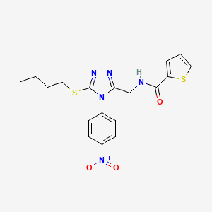 molecular formula C18H19N5O3S2 B2780085 N-{[5-(butylsulfanyl)-4-(4-nitrophenyl)-4H-1,2,4-triazol-3-yl]methyl}thiophene-2-carboxamide CAS No. 389072-13-3