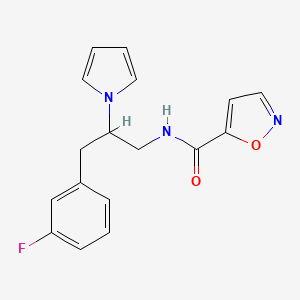 molecular formula C17H16FN3O2 B2780088 N-(3-(3-fluorophenyl)-2-(1H-pyrrol-1-yl)propyl)isoxazole-5-carboxamide CAS No. 1421469-24-0