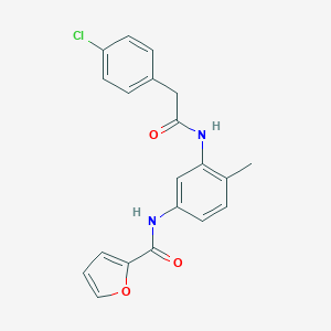 molecular formula C20H17ClN2O3 B278011 N-(3-{[(4-chlorophenyl)acetyl]amino}-4-methylphenyl)-2-furamide 