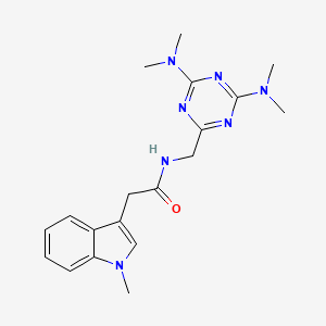 molecular formula C19H25N7O B2780110 N-((4,6-bis(dimethylamino)-1,3,5-triazin-2-yl)methyl)-2-(1-methyl-1H-indol-3-yl)acetamide CAS No. 2034405-85-9