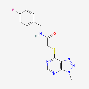 molecular formula C14H13FN6OS B2780121 N-(4-fluorobenzyl)-2-((3-methyl-3H-[1,2,3]triazolo[4,5-d]pyrimidin-7-yl)thio)acetamide CAS No. 1058495-69-4