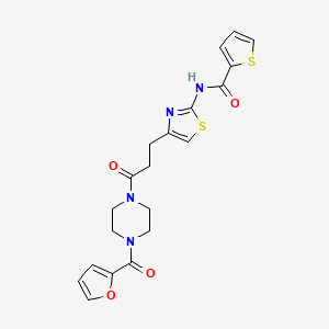 molecular formula C20H20N4O4S2 B2780157 N-(4-(3-(4-(furan-2-carbonyl)piperazin-1-yl)-3-oxopropyl)thiazol-2-yl)thiophene-2-carboxamide CAS No. 1021022-74-1