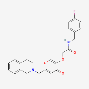 molecular formula C24H23FN2O4 B2780169 N-[(4-fluorophenyl)methyl]-2-({4-oxo-6-[(1,2,3,4-tetrahydroisoquinolin-2-yl)methyl]-4H-pyran-3-yl}oxy)acetamide CAS No. 898465-32-2
