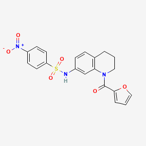 molecular formula C20H17N3O6S B2780185 N-(1-(furan-2-carbonyl)-1,2,3,4-tetrahydroquinolin-7-yl)-4-nitrobenzenesulfonamide CAS No. 941900-67-0