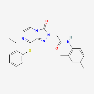 molecular formula C23H23N5O2S B2780202 N-(2,4-dimethylphenyl)-2-{8-[(2-ethylphenyl)sulfanyl]-3-oxo-2H,3H-[1,2,4]triazolo[4,3-a]pyrazin-2-yl}acetamide CAS No. 1251603-50-5