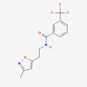 molecular formula C14H13F3N2O2 B2780205 N-[2-(3-methyl-1,2-oxazol-5-yl)ethyl]-3-(trifluoromethyl)benzamide CAS No. 1396889-20-5