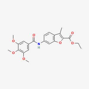 molecular formula C22H23NO7 B2780206 Ethyl 3-methyl-6-(3,4,5-trimethoxybenzamido)benzofuran-2-carboxylate CAS No. 923186-02-1