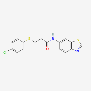 molecular formula C16H13ClN2OS2 B2780231 N-(benzo[d]thiazol-6-yl)-3-((4-chlorophenyl)thio)propanamide CAS No. 922920-51-2