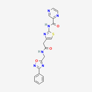 N-(4-(2-oxo-2-(((3-phenyl-1,2,4-oxadiazol-5-yl)methyl)amino)ethyl)thiazol-2-yl)pyrazine-2-carboxamide