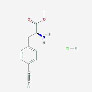 molecular formula C12H14ClNO2 B2780233 Methyl (2S)-2-amino-3-(4-ethynylphenyl)propanoate;hydrochloride CAS No. 2411180-54-4
